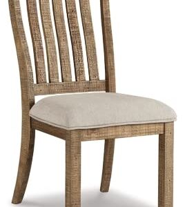 Signature Design by Ashley Grindleburg Farmhouse Upholstered Dining Room Chair, Light Brown