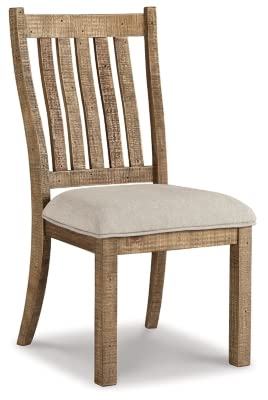 Signature Design by Ashley Grindleburg Farmhouse Upholstered Dining Room Chair, Light Brown