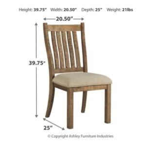 Signature Design by Ashley Grindleburg Farmhouse Upholstered Dining Room Chair, Light Brown