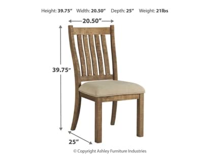 Signature Design by Ashley Grindleburg Farmhouse Upholstered Dining Room Chair, Light Brown