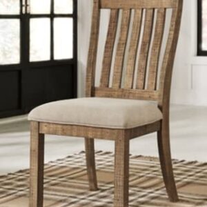 Signature Design by Ashley Grindleburg Farmhouse Upholstered Dining Room Chair, Light Brown