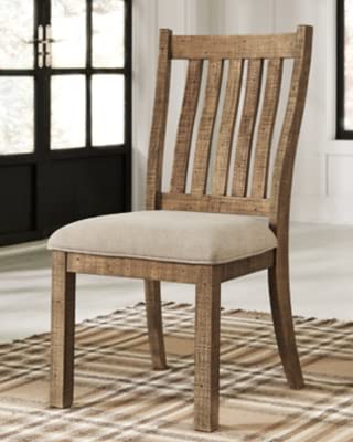 Signature Design by Ashley Grindleburg Farmhouse Upholstered Dining Room Chair, Light Brown