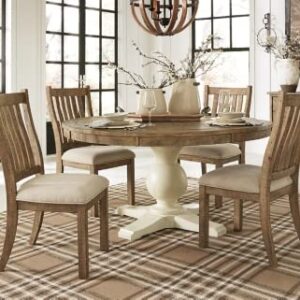 Signature Design by Ashley Grindleburg Farmhouse Upholstered Dining Room Chair, Light Brown