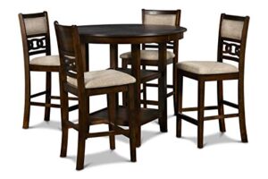 new classic furniture gia 5-piece round counter height dining set with 1 dining table and 4 chairs, 42-inch, cherry