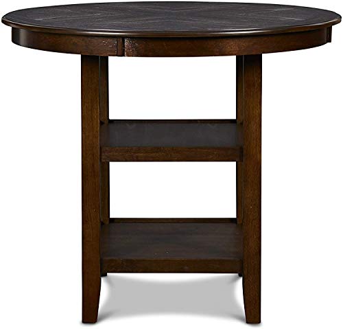 New Classic Furniture Gia 5-Piece Round Counter Height Dining Set with 1 Dining Table and 4 Chairs, 42-Inch, Cherry