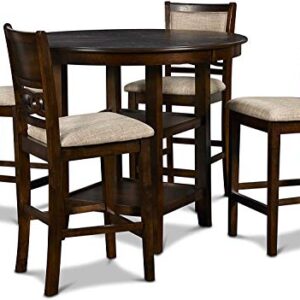 New Classic Furniture Gia 5-Piece Round Counter Height Dining Set with 1 Dining Table and 4 Chairs, 42-Inch, Cherry