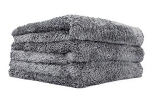 the rag company - eagle edgeless 600 (3-pack) professional korean 70/30 blend super plush, microfiber auto detailing towels, buffing & polishing, 600gsm, 16in x 16in, dark grey
