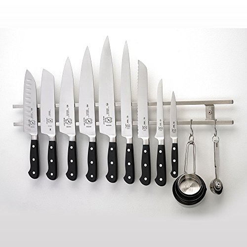 Mercer Culinary 24" Magnetic Knife Bar with 6 S Hooks, 24 Inch x 2.4 Inch x .9 Inch, Stainless Steel