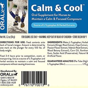 Oralx Calm and Cool for Horses. Cost-Saver 3-Pac. Made with L-Tryptophan & Herbal Extracts to Help Maintain Calm, Focused Composure During Events & Transport. Three Easy-Dose Syringes,1.2 OZ (34g) ea.