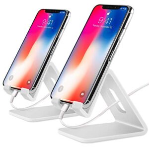 cooloo cell phone stand,【2 pack】 tablets stand desktop cradle holder dock for smartphone e-reader, compatible phone xs max x 8 7 6 6s plus 5 5s, charging, universal accessories desk (white)