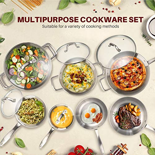 Duxtop Professional Stainless Steel Induction Cookware Set, 19PC Kitchen Pots and Pans Set, Heavy Bottom with Impact-bonded Technology