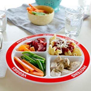 Health Beet Choose MyPlate Portion Plate for Kids, Toddlers - Kids Nutrition Plates with Dividers Plus Dairy Bowl from (English language, Plate with Dairy Bowl)