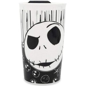 silver buffalo disney nightmare before christmas jack with bones ceramic travel mug, 10 ounces