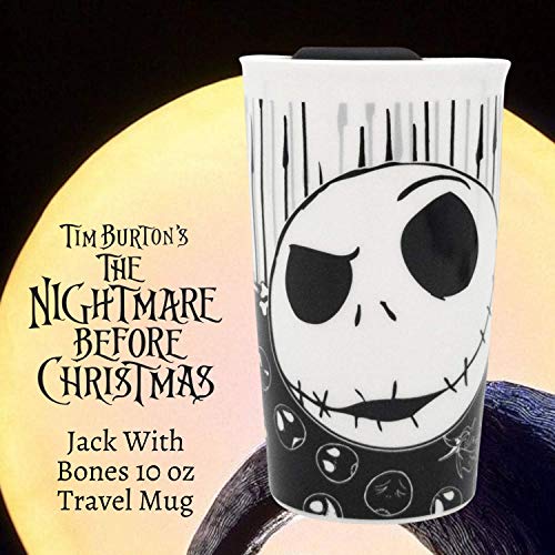 Silver Buffalo Disney Nightmare Before Christmas Jack with Bones Ceramic Travel Mug, 10 Ounces