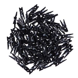 vorcool 100pcs mini wooden pegs photo paper craft clips laundry clothespins black