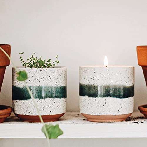 Hyggelight | The Growing Candle. Tired of Tossing Empty Candles? Try Our Less-Waste Solution. 8.5 oz, 45-50 hr Burn Time, 100% Soy Wax, Cotton Wick, Handmade Reusable Pot (Sandalwood + Vanilla, Edith)