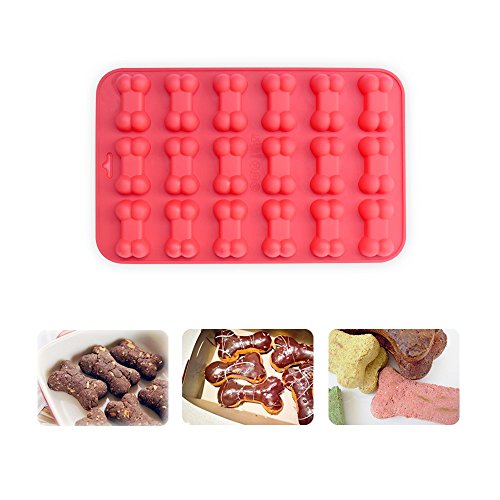 homEdge Puppy Dog Paw and Bone Silicone Molds, Non-Stick Food Grade Silicone Molds for Chocolate, Candy, Jelly, Ice Cube, Dog Treats (Puppy Paw Bone Set of 4PCS)