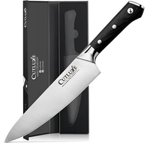 cutluxe chef knife – razor sharp kitchen knife forged from high carbon german steel – ergonomic handle & full tang design – artisan series