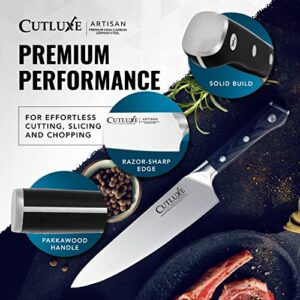 Cutluxe Chef Knife – Razor Sharp Kitchen Knife Forged from High Carbon German Steel – Ergonomic Handle & Full Tang Design – Artisan Series