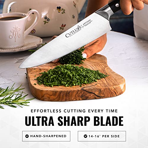 Cutluxe Chef Knife – Razor Sharp Kitchen Knife Forged from High Carbon German Steel – Ergonomic Handle & Full Tang Design – Artisan Series