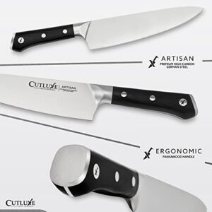 Cutluxe Chef Knife – Razor Sharp Kitchen Knife Forged from High Carbon German Steel – Ergonomic Handle & Full Tang Design – Artisan Series