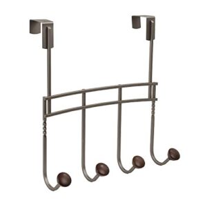 spectrum diversified cambridge over the door 4 hook rack for storage and organization of entryway bedroom, coffee/graphite