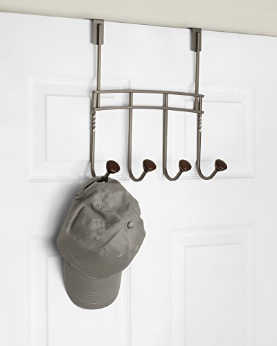 Spectrum Diversified Cambridge Over The Door 4 Hook Rack for Storage and Organization of Entryway Bedroom, Coffee/Graphite