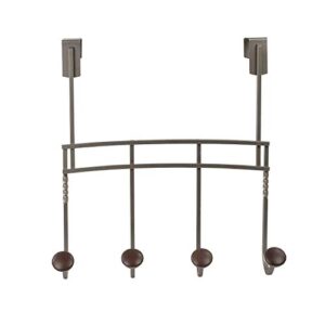 Spectrum Diversified Cambridge Over The Door 4 Hook Rack for Storage and Organization of Entryway Bedroom, Coffee/Graphite