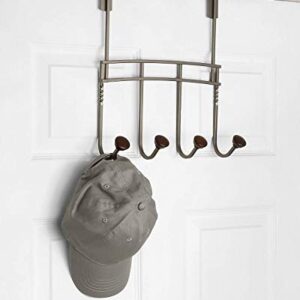 Spectrum Diversified Cambridge Over The Door 4 Hook Rack for Storage and Organization of Entryway Bedroom, Coffee/Graphite