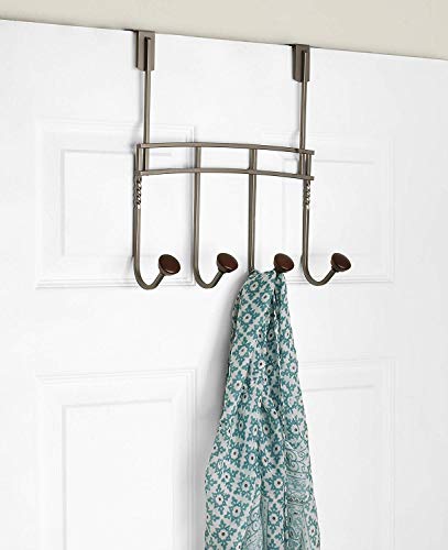 Spectrum Diversified Cambridge Over The Door 4 Hook Rack for Storage and Organization of Entryway Bedroom, Coffee/Graphite