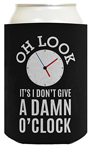 Funny Retirement Gifts for Men Oh Look It's I Don't Give a Damn O'Clock Retirement Gifts for Coworker Gag Gifts Retired Coworker 2 Pack Can Coolie Drink Coolers Coolies Black