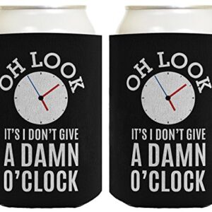 Funny Retirement Gifts for Men Oh Look It's I Don't Give a Damn O'Clock Retirement Gifts for Coworker Gag Gifts Retired Coworker 2 Pack Can Coolie Drink Coolers Coolies Black