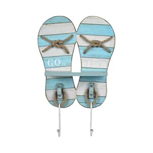 nikky home beach themed flip flop sandal decorative wall mounted coat hooks towel rack,14.96 x 3.62 x 9.96 inches, blue
