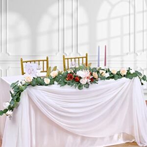 10Ft 1 Piece White Chiffon Table Runner 27x120 Inches Sheer Chiffon Fabric Bridal Party Romantic Wedding Reception Decorations