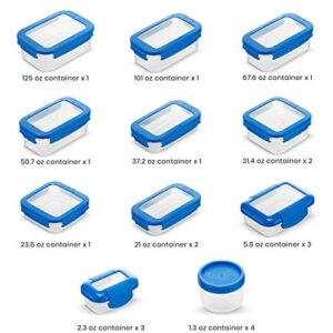 FineDine 40-Piece Food Storage Containers With Lids - Airtight 100% Leakproof Guaranteed, BPA-Free Durable Plastic Food Containers For Leftovers - Freezer, Microwave & Dishwasher-Safe (Blue)