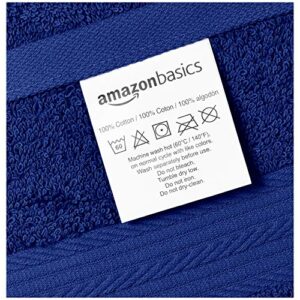 Amazon Basics Fade Resistant Cotton Washcloth, Hand Towel, Pack of 6, Navy Blue, 12" x 7"