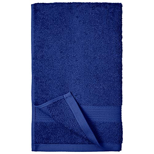 Amazon Basics Fade Resistant Cotton Washcloth, Hand Towel, Pack of 6, Navy Blue, 12" x 7"