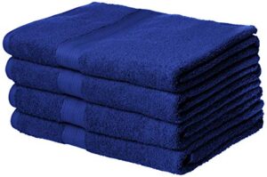 amazon basics fade-resistant cotton bath towel - 4-pack, navy blue