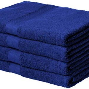 Amazon Basics Fade-Resistant Cotton Bath Towel - 4-Pack, Navy Blue