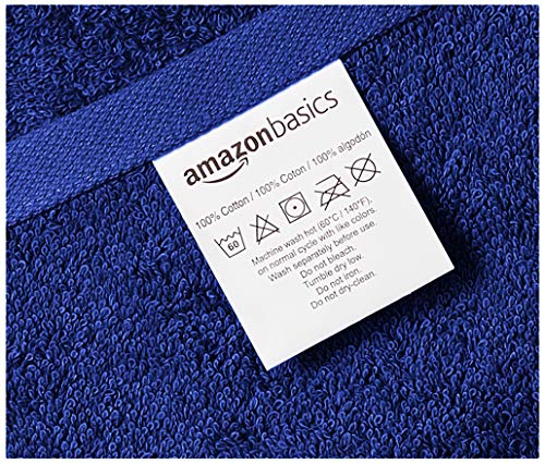 Amazon Basics Fade-Resistant Cotton Bath Towel - 4-Pack, Navy Blue