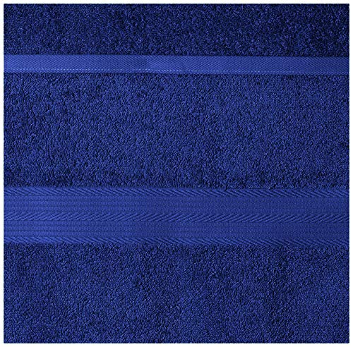 Amazon Basics Fade-Resistant Cotton Bath Towel - 4-Pack, Navy Blue