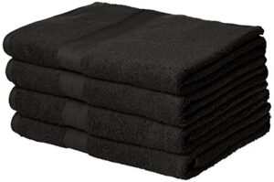 amazon basics fade-resistant cotton bath towel - 4-pack, black