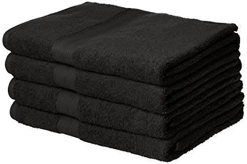 Amazon Basics Fade-Resistant Cotton Bath Towel - 4-Pack, Black