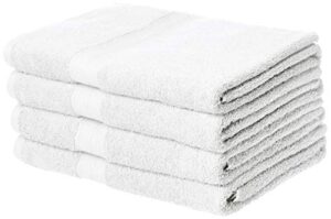 amazon basics fade-resistant cotton bath towel - 4-pack, white