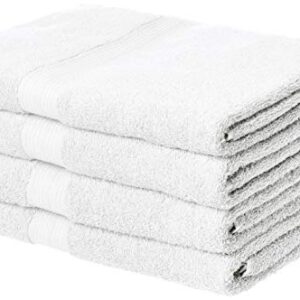 Amazon Basics Fade-Resistant Cotton Bath Towel - 4-Pack, White