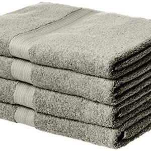 Amazon Basics Fade-Resistant Cotton Bath Towel - 4-Pack, Gray