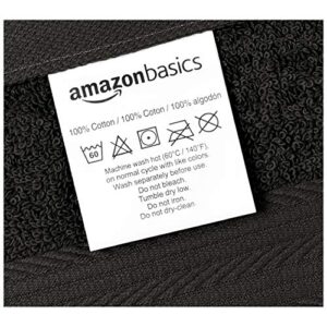 Amazon Basics Fade Resistant Cotton Washcloth, 12-Pack, 12" L x 12" W, Black