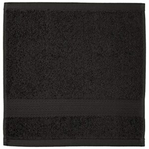 Amazon Basics Fade Resistant Cotton Washcloth, 12-Pack, 12" L x 12" W, Black