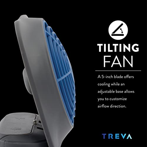 O2COOL Treva 5 Inch Battery Powered Fan Portable Desk Fan 2 Cooling Speeds with Compact Folding & Tilt Design Small Fan Cubicle Accessories Mini Fan Portable (Dark Blue)