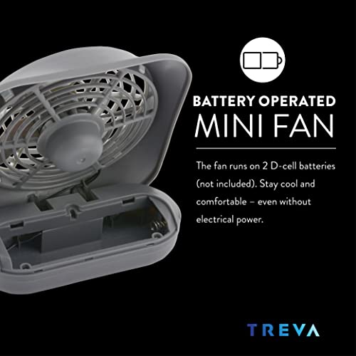 O2COOL Treva 5 Inch Battery Powered Fan Portable Desk Fan 2 Cooling Speeds with Compact Folding & Tilt Design Small Fan Cubicle Accessories Mini Fan Portable (Dark Blue)